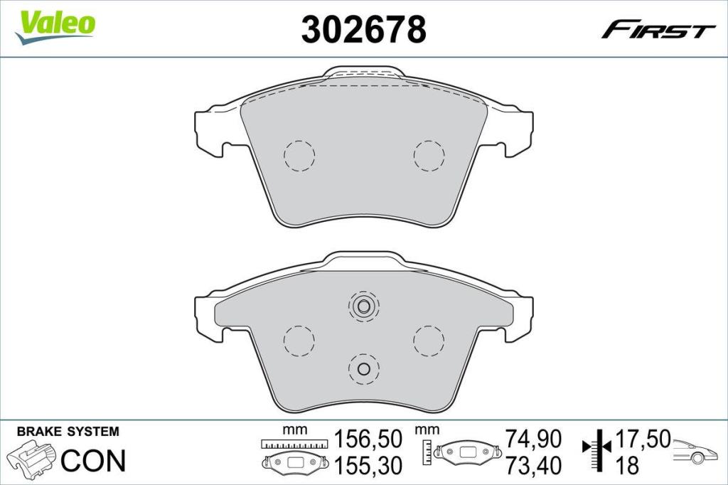 Jogo de 4 pastilhas de travão VALEO ref. 302678